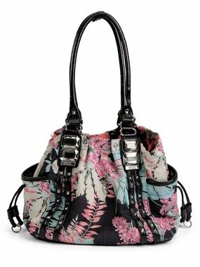 Kathy Van Zeeland Floral Vintage Y2K Patent Leather Shoulder Bag Tote